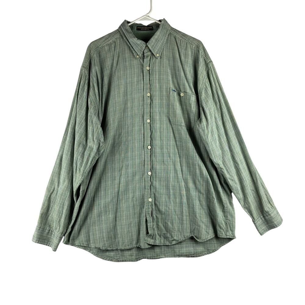 Alexander Julian Colours Button Down Shirt Men's XXL Green Plaid Vintage Casual
